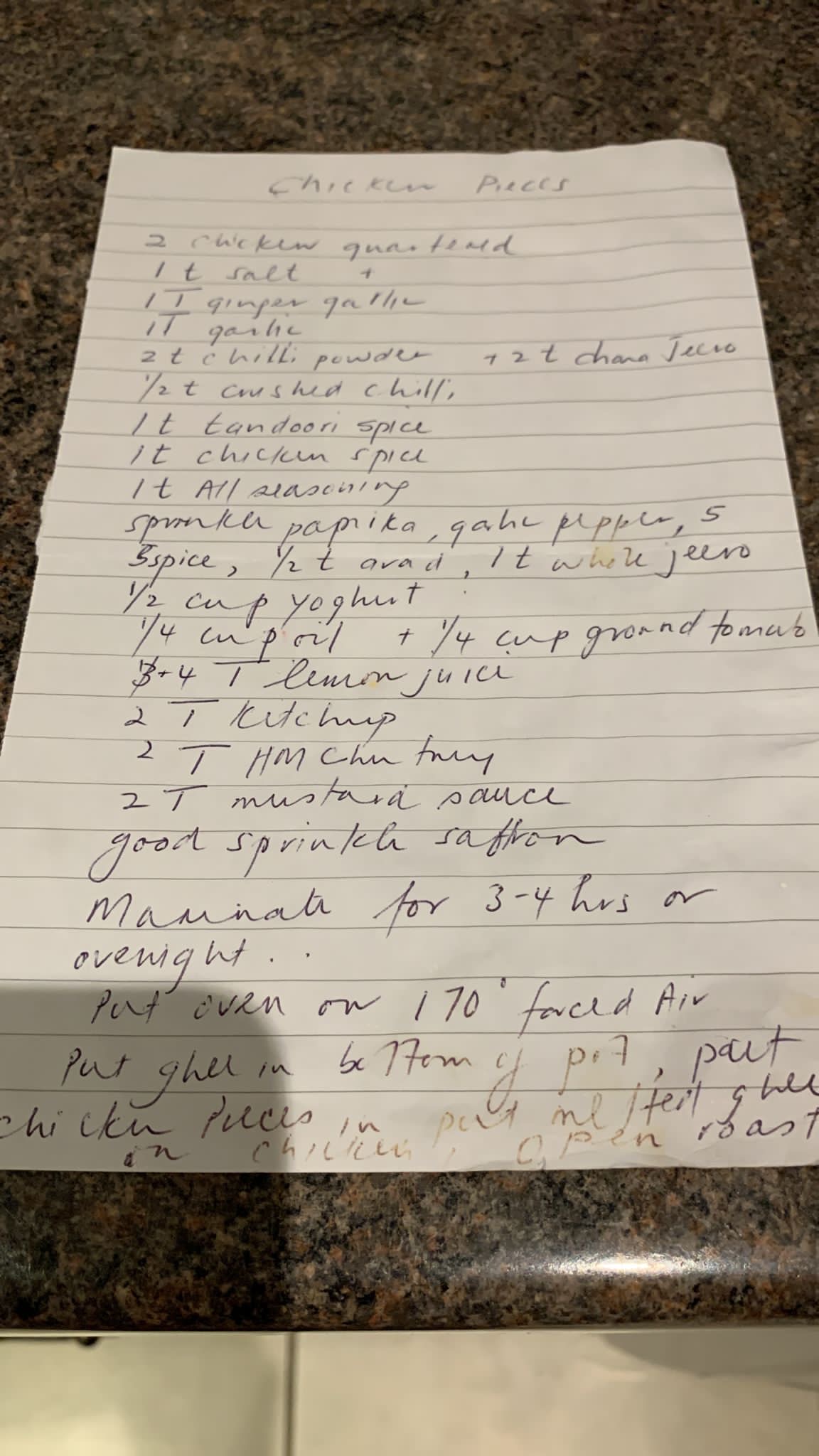 Chicken Pieces (Tandoori Style)